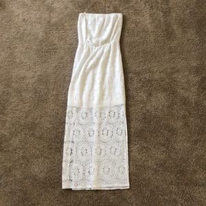 White maxi dress with sheer bottom